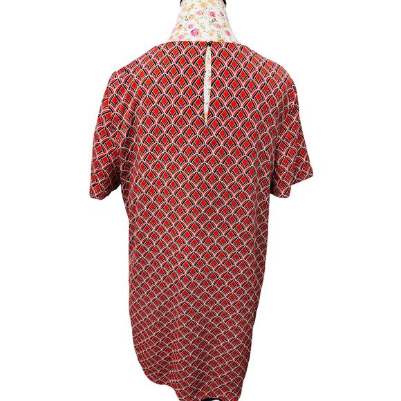 🔴 The Limited L Red Geo Print Dress Tall Retro Mod 70s Style Workwear Chic - Picture 3 of 4